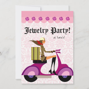 Mode-Party-Einladung Scooter Frau Pink Leopard Einladung
