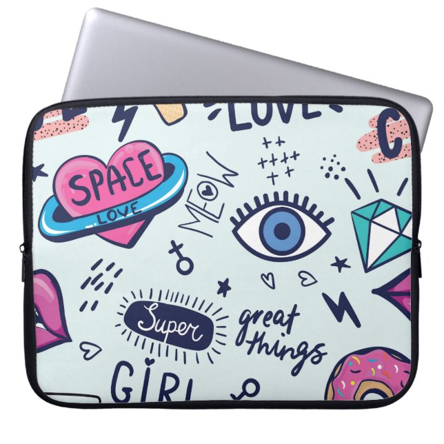 Mode Patch: Pop Art Stickers. Laptopschutzhülle (Vorderseite)