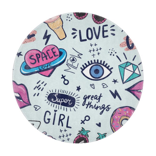 Mode Patch: Pop Art Stickers. Schneidebrett (Vorderseite)