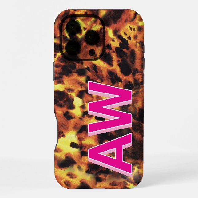 Mode Pink Monogramm Schildpatt iPhone 16 Pro Max Hülle (Rückseite)