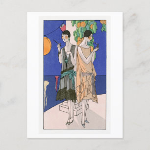 Mode-Plate für Flapper Abend Gowns der 20er Jahre Postkarte