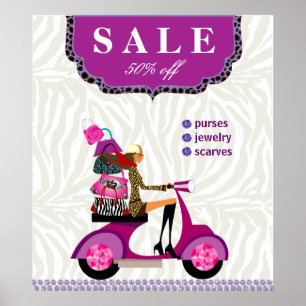 Mode Poster Sale - Handtaschen Schmuck Lila