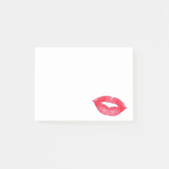 Mode-rote Lippenstift-Lippenkuß Kissy Lipgloss Post-it Klebezettel (Vorderseite)