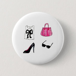 Mode Schuhe Handtasche Wasserfarbe Button