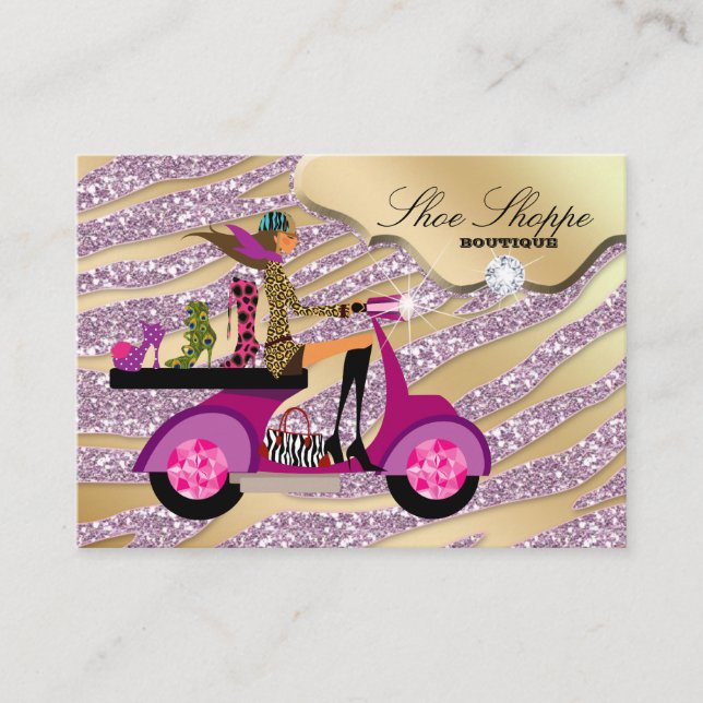 Mode Schuhe Schmuck Zebra Pink Jewel Glitzer 8 Visitenkarte (Vorderseite)