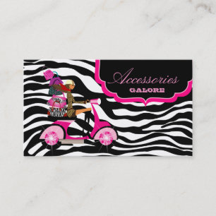 Mode schürzt Schmuck-Pink-SchwarzesZebra Visitenkarte