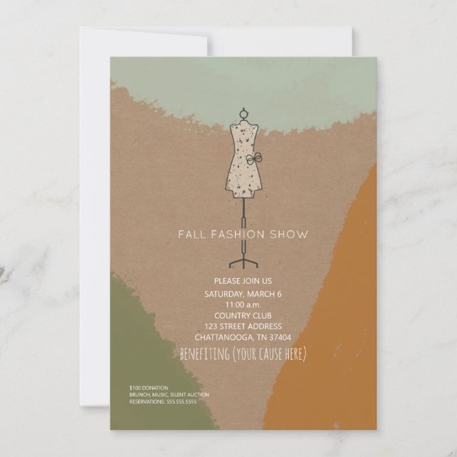 Mode Show Wohltätigkeit Event Dress Form Abstrakt Einladung (Vorderseite)