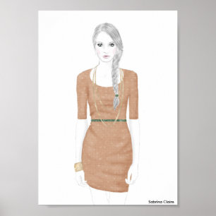 Mode-Skizze - Strickjacke-Kleid Poster