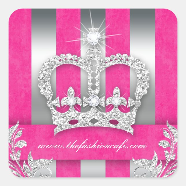 Mode Stripes Aufkleber Schmuck Pink Crown Silver (Vorderseite)