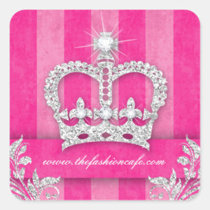 Mode Stripes Aufkleber-Schmuck-Rosa-Krone Quadratischer Aufkleber