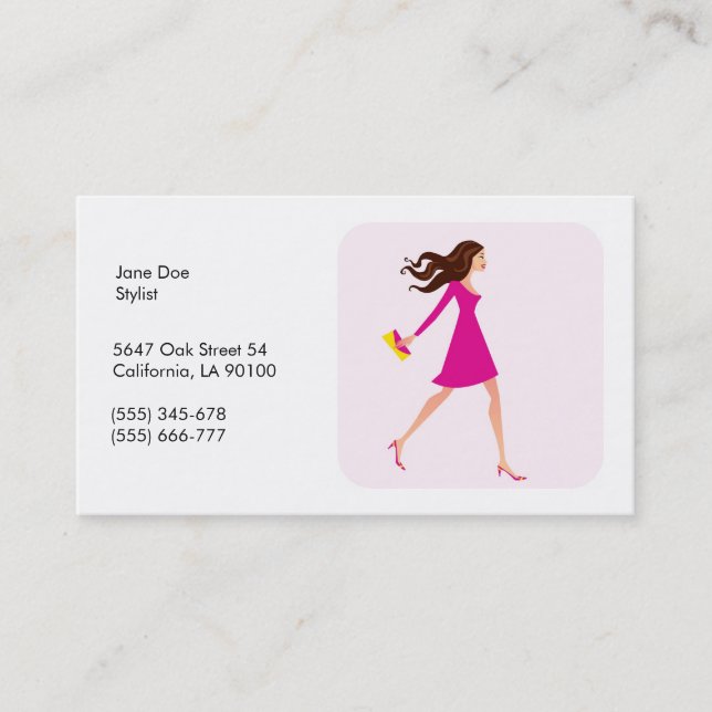 Mode, Stylist-Geschäfts-Karte mit Illustration Visitenkarte (Vorderseite)