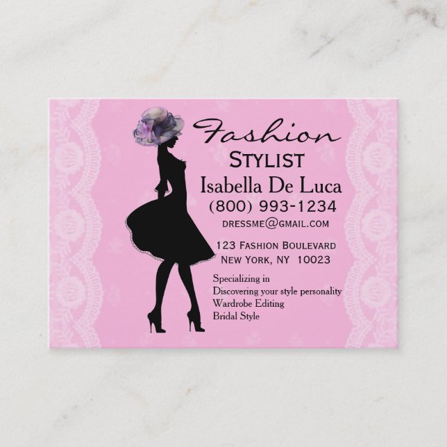 Mode-Stylist-Geschäfts-Karten Visitenkarte (Vorderseite)