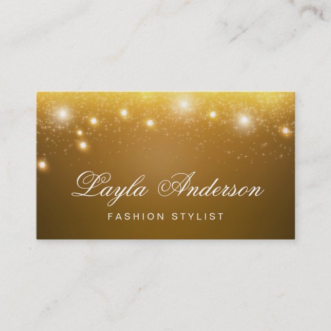 Mode-Stylist - Schimmernde Gold Glitzer Glitzern Visitenkarte (Vorderseite)