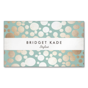 Mode und Beauty Gold Türkis Gepunktetes Muster Magnetische Visitenkarte