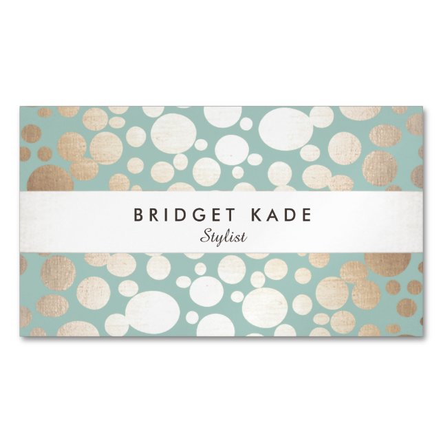 Mode und Beauty Gold Türkis Gepunktetes Muster Magnetische Visitenkarte (Vorderseite)