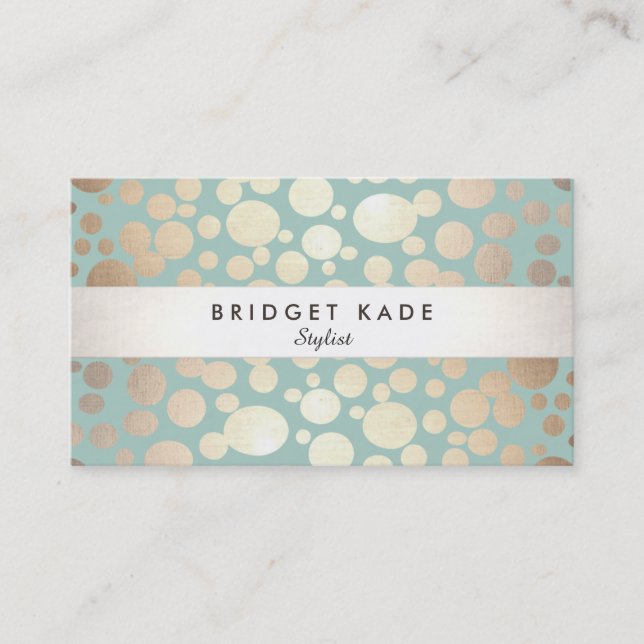 Mode und Beauty Gold Turquoise Circle Muster Visitenkarte (Vorderseite)