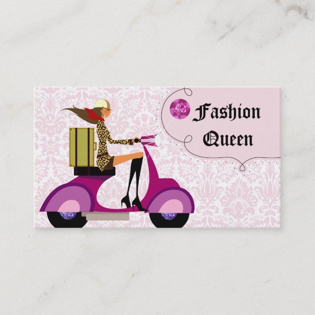 Mode-Visitenkarte-Roller-Frauen-Rosa Visitenkarte (Vorderseite)