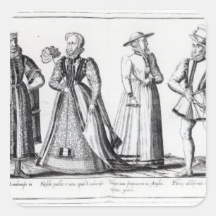 Mode während des Tudor Zeitraums Quadratischer Aufkleber