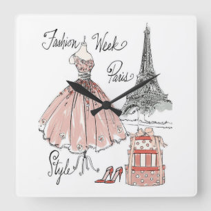 Mode-Wochen-Art wilden Apples   Paris Quadratische Wanduhr