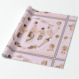 Modeaccessoires aus den wilden Zwanzigern in Rosa Geschenkpapier