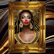 Modeafrikanische Frau Gold Black Jeweled Dress