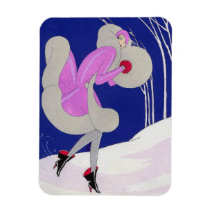 Modebewusste Dame im Winter Magnet