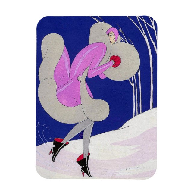 Modebewusste Dame im Winter  Magnet (Vertikal)