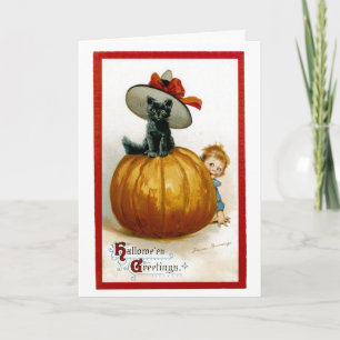 Modebewusster Halloween-Kater Karte