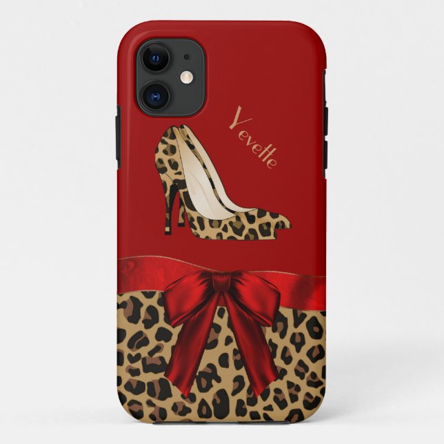 Modebewusstes Red & Jaguar Print iPhone 5 Fall Case-Mate iPhone Hülle (Rückseite)