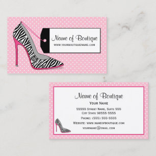 Modeboutique Rosa und schwarze Zebrastreifen-Stile Visitenkarte