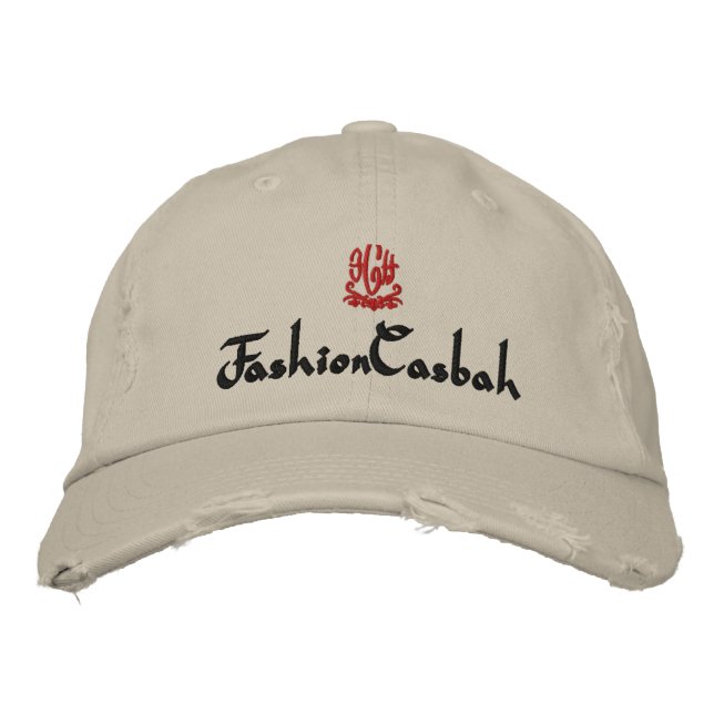 ModeCasbah Stone Bestickte Kappe (Vorderseite)