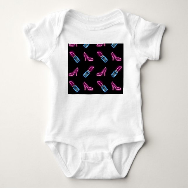 Modedesign mit Neon Icons. Baby Strampler (Vorderseite)