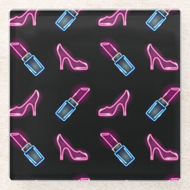 Modedesign mit Neon Icons. Glasuntersetzer (Vorderseite)