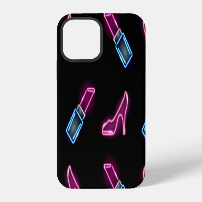 Modedesign mit Neon Icons. iPhone 12 Hülle (Rückseite)