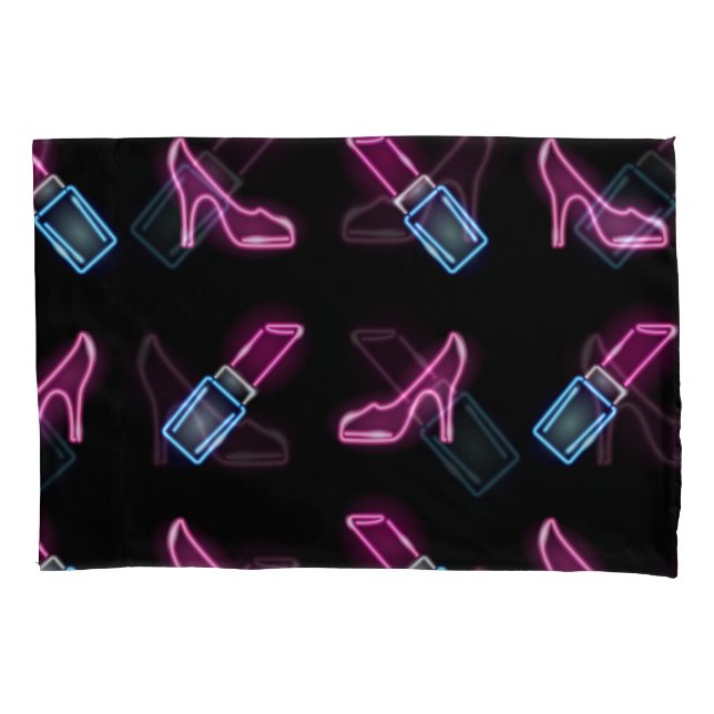 Modedesign mit Neon Icons. Kissenbezug (Vorderseite)