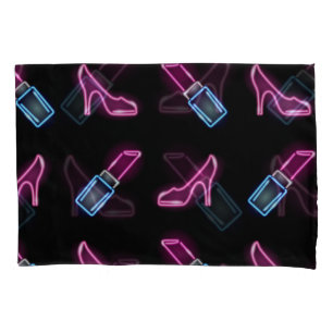 Modedesign mit Neon Icons. Kissenbezug