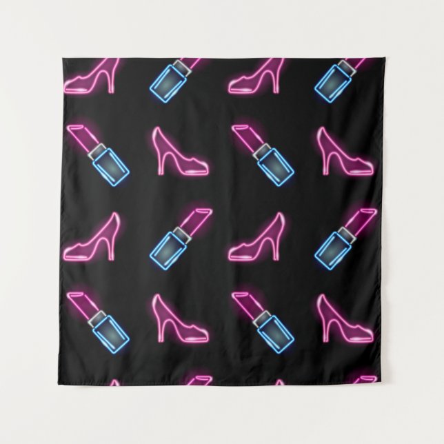 Modedesign mit Neon Icons. Wandteppich (Vorderseite)