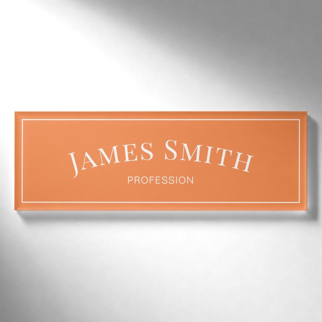 Modedesign Nectarine Orange: Elegant Minimalistisc Namenschild (Vorderseite)