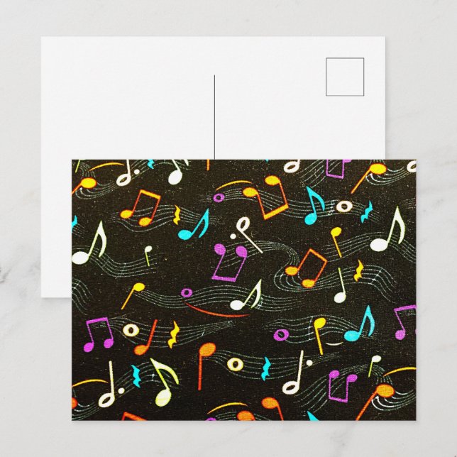 Modedesign zum Thema Musik Postkarte (Vorne/Hinten)