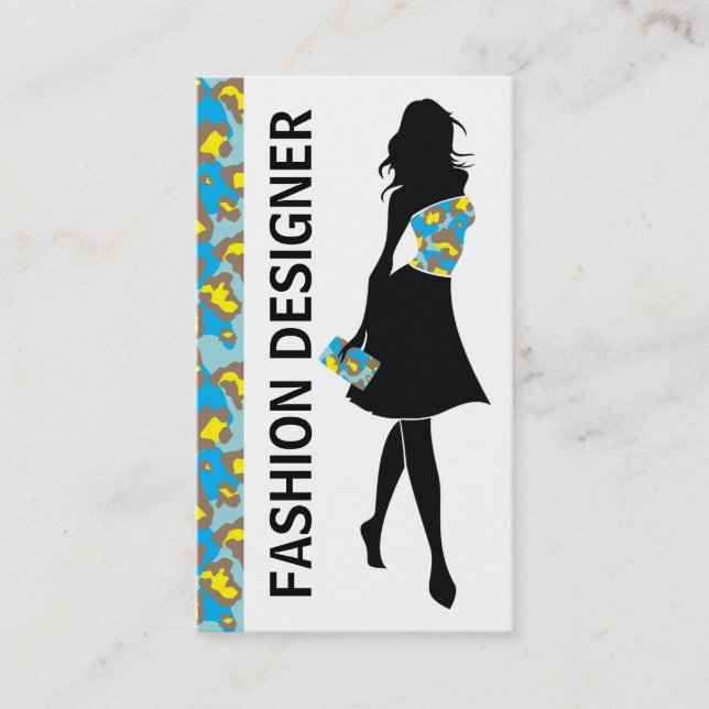Modedesignerin blau-gelbe Panther drucken Visitenkarte (Vorderseite)