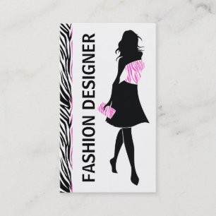Modedesignerin Schwarz-weiß-rosa Zebradruck Visitenkarte