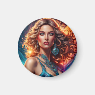 Modefrau feine Kunst Magnet