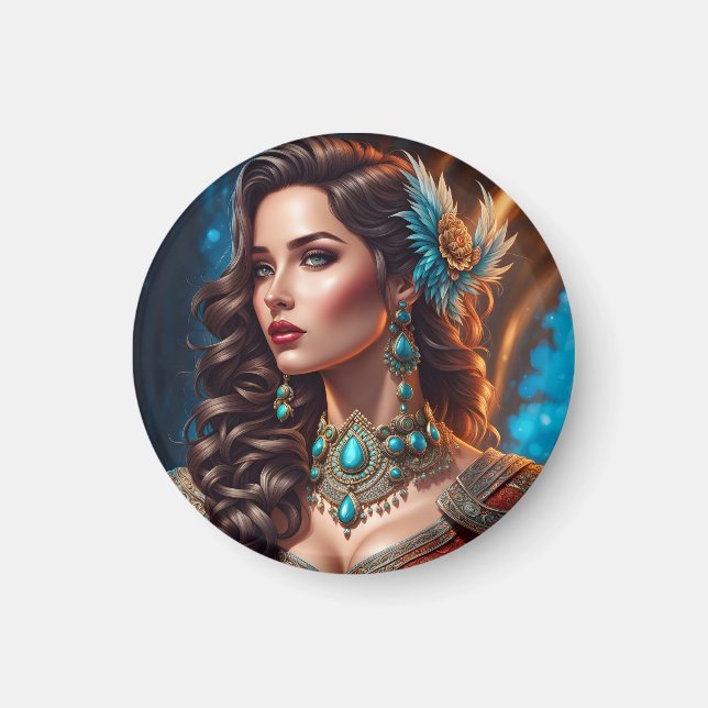 Modefrau feine Kunst Magnet (Vorne)