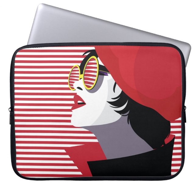 Modefrau im Stil Pop Kunst. Laptopschutzhülle (Vorderseite)