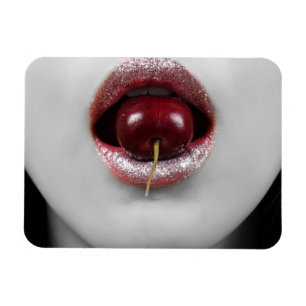 Modefrau mit Kirschlippen Magnet