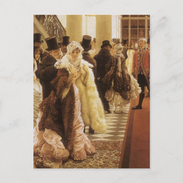 Modefrau von Tissot, Vintage Viktorianische Kunst Postkarte (Vorderseite)