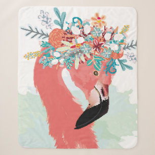 Modeillustration mit gezeichnetem rosa Flamingofla Sherpadecke