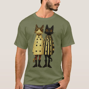 Modekatzen – Verrückte Katze in Mänteln und Stiefe T-Shirt
