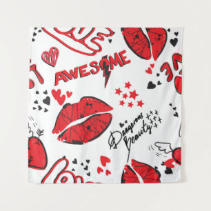 Modekizze Glamour: Girlish Print. Wandteppich