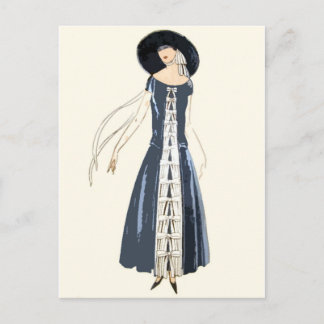 Modekleid und Hut für Frauen in den 1920er Jahren Postkarte